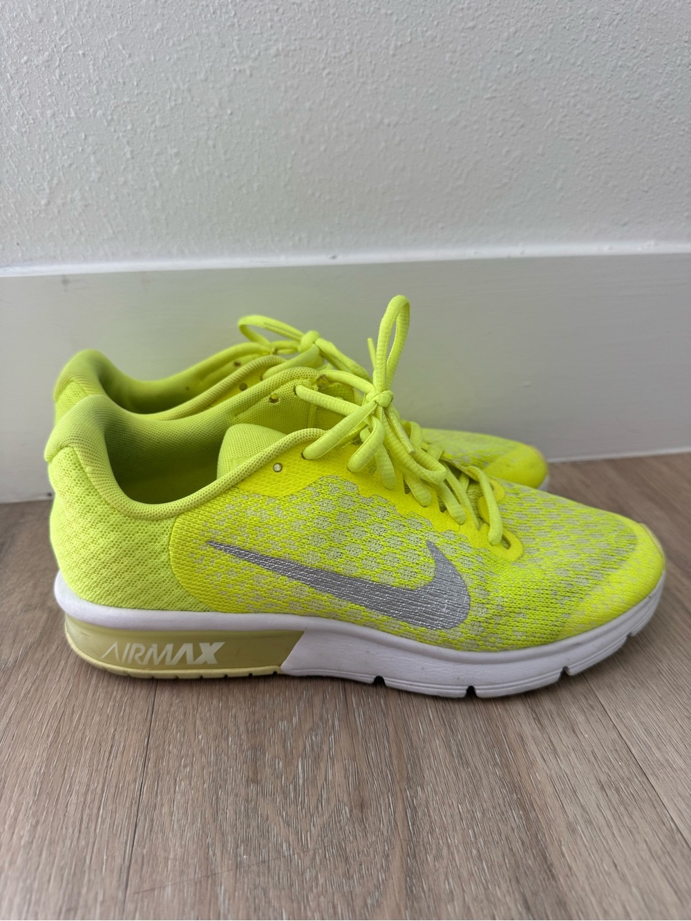 Nike Women’s Air Max Running Shoes - Neon Yellow with Silver Swoosh
